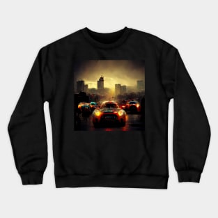 Lighting racing cars in a beautiful city Crewneck Sweatshirt